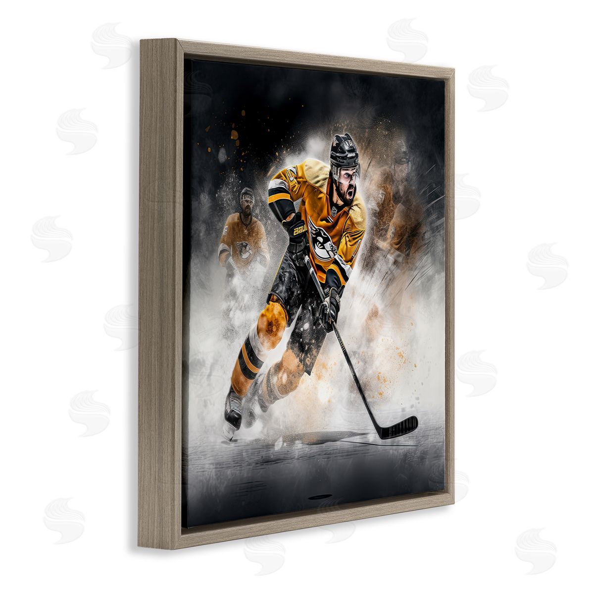 Jim Baldwin Hockey Player Athlete Brown Floating Frame Canvas Wall Art Print