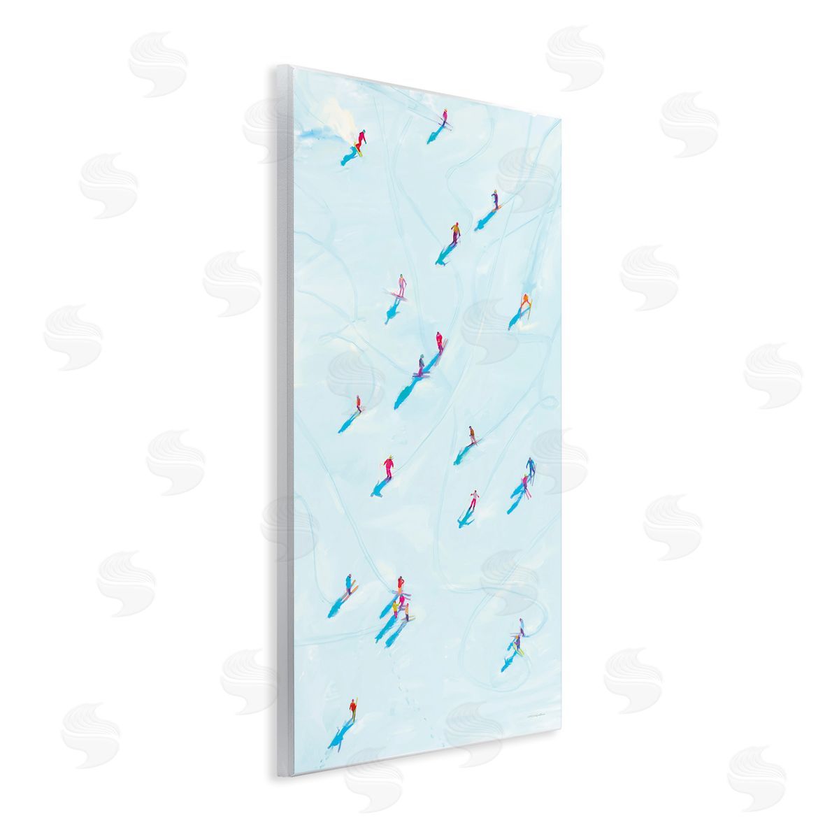 People on Ski Slopes Wood Plaque Wall Art, Home Decor by Kamdon Kreations