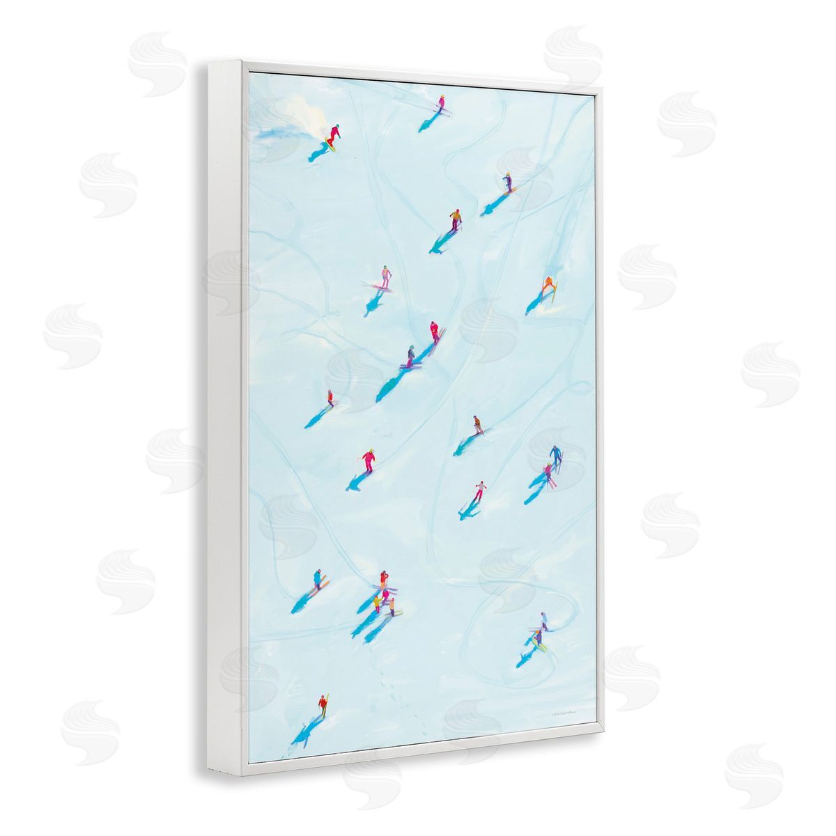 People on Ski Slopes White Frame Print Wall Art, Home Decor by Kamdon Kreations