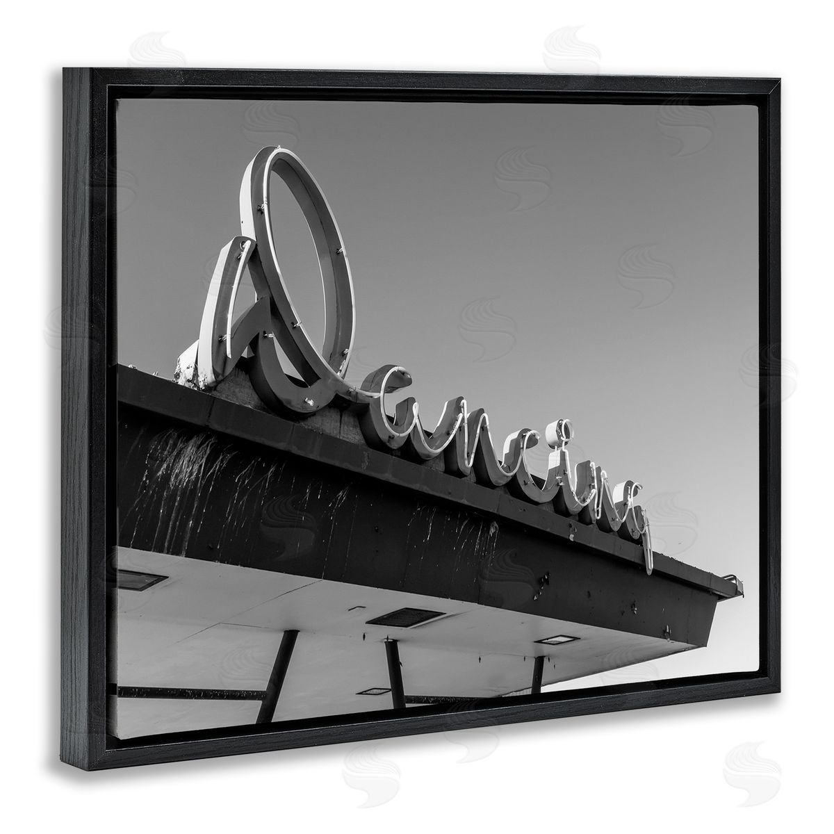 Stupell Studio Vintage Dancing Sign Black Floating Frame Canvas Wall Art Print