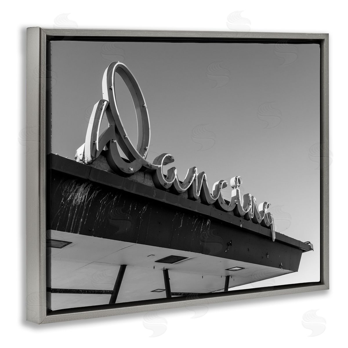 Stupell Studio Vintage Dancing Sign Gray Floating Frame Canvas Wall Art Print