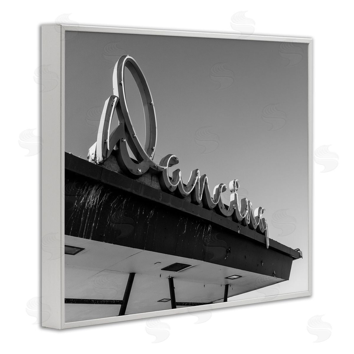 Stupell Studio Vintage Dancing Sign White Framed Giclee Wall Art Print