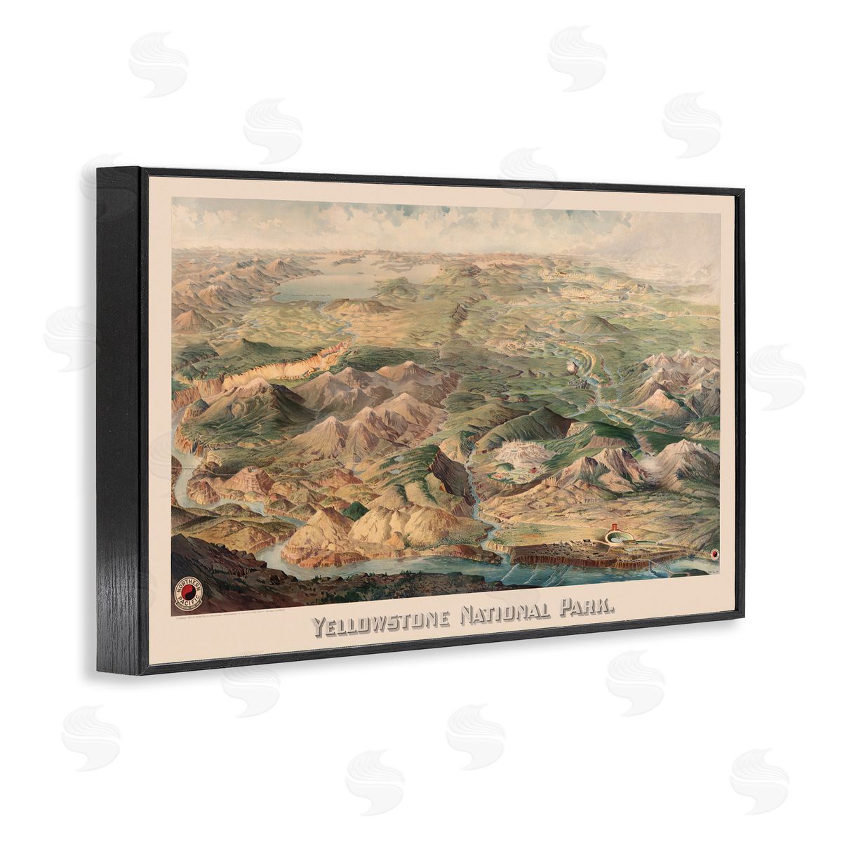 Vintage Yellowstone Park Black Frame Print Wall Art, Home Decor by Stellar Design Studio