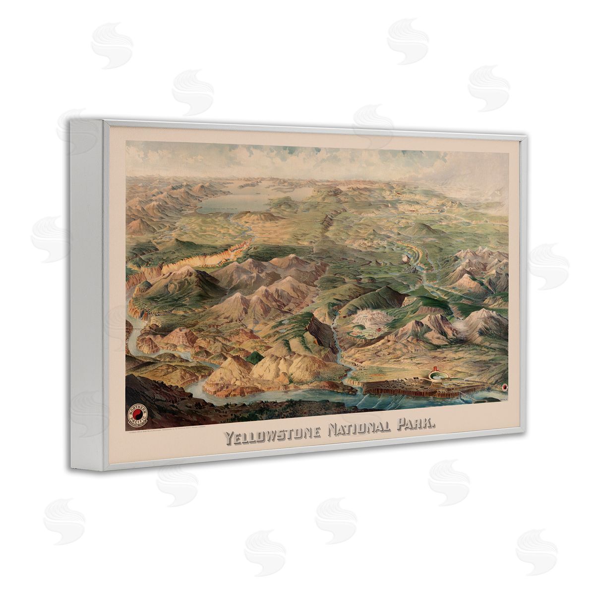 Vintage Yellowstone Park White Frame Print Wall Art, Home Decor by Stellar Design Studio