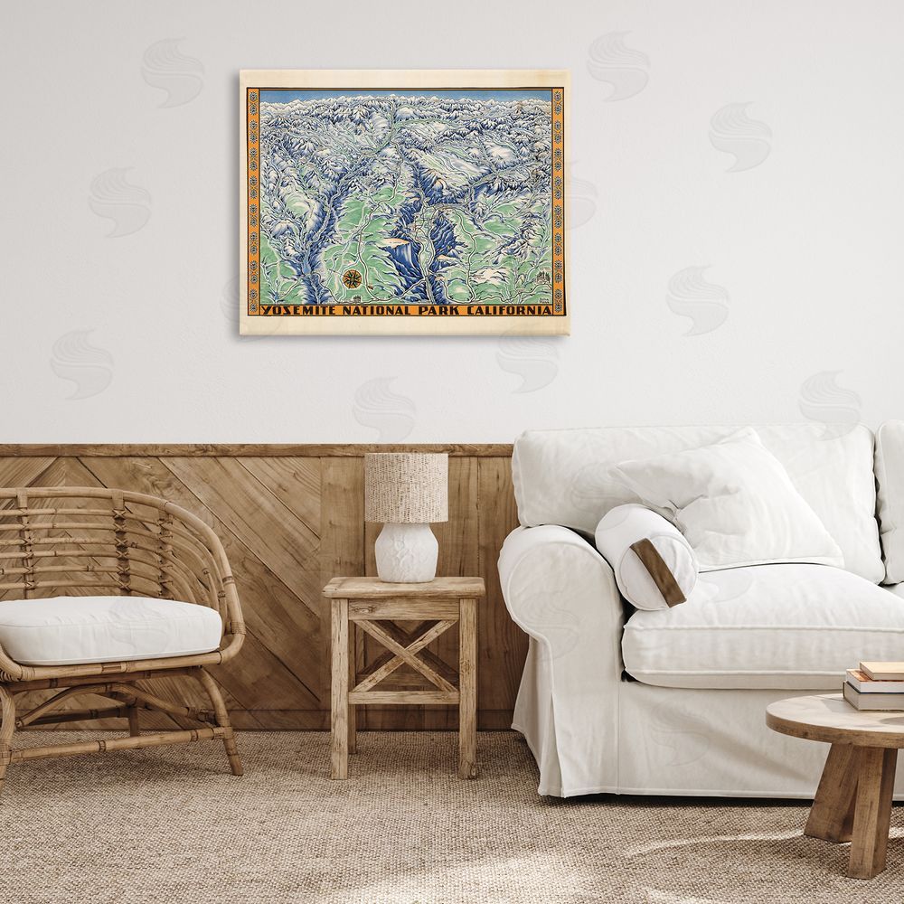 Stellar Design Studio Vintage Yosemite Map Canvas Wall Art Print in Room
