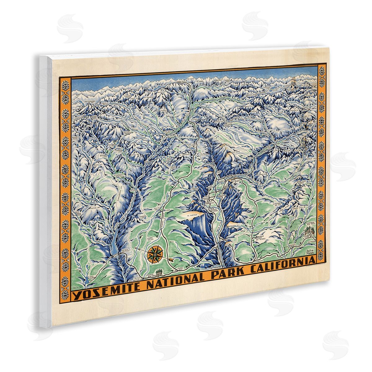 Stellar Design Studio Vintage Yosemite Map Wooden Wall Plaque Art Print