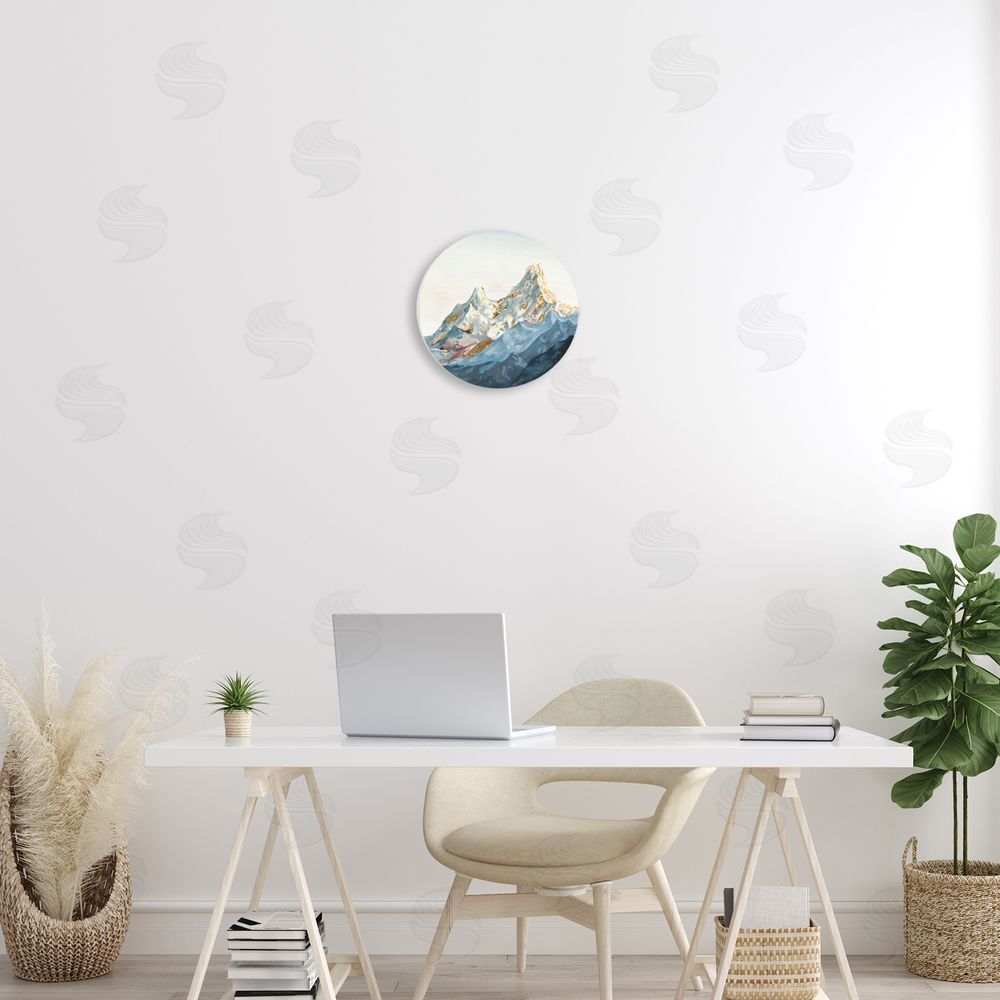 Patricia Pinto Sloped Mountain Peaks Round Wall Plaque Art Print in Room