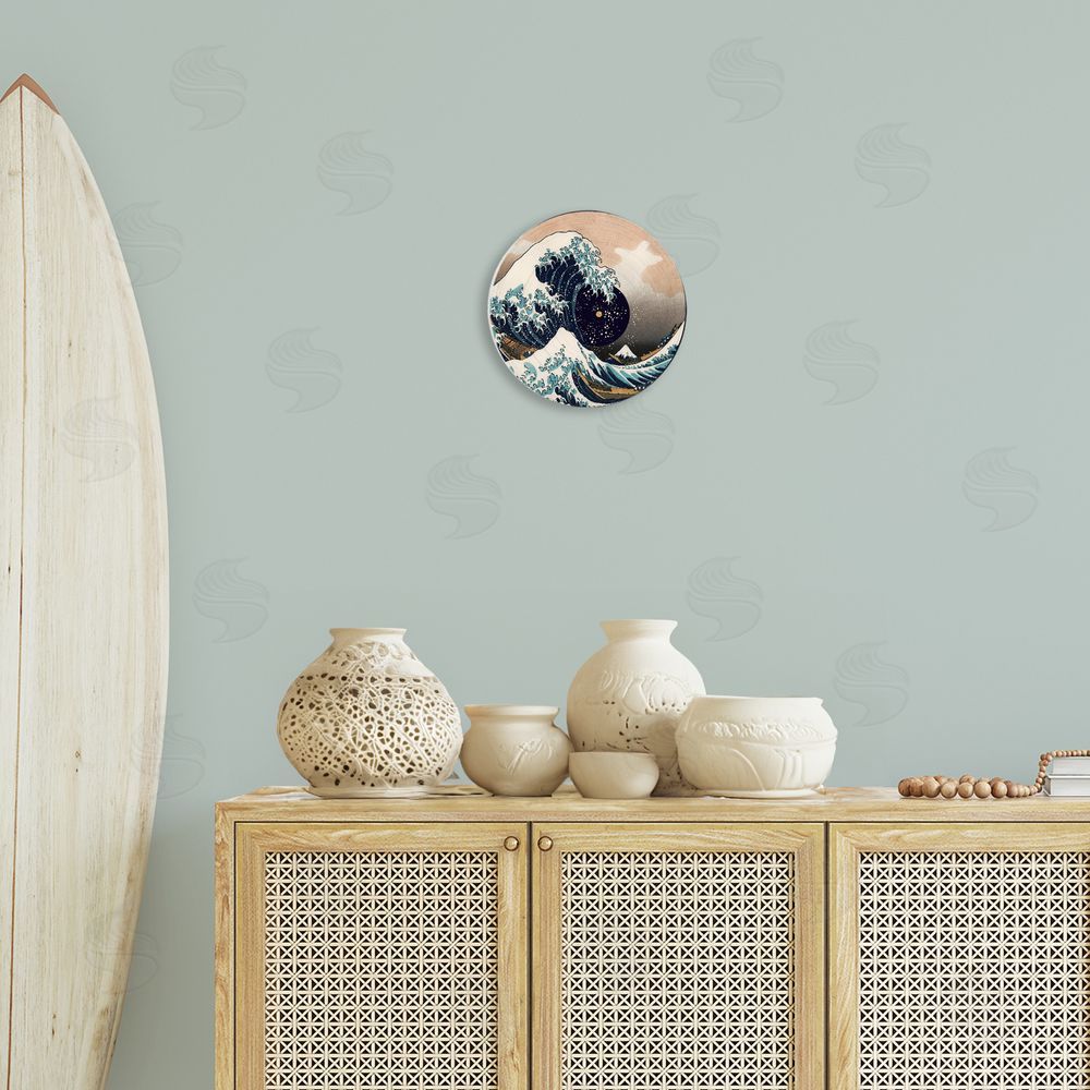 Carrie Cantwell Traditional Wave Music Record Round Wall Plaque Art Print in Room