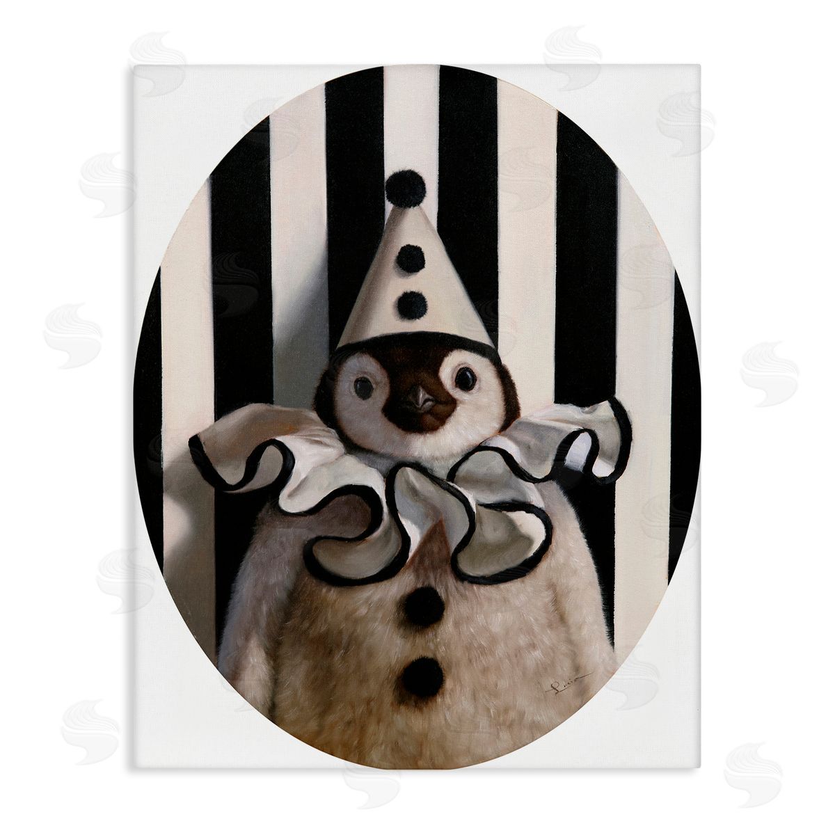 Lucia Heffernan Clown Themed Penguin Canvas Wall Art Print