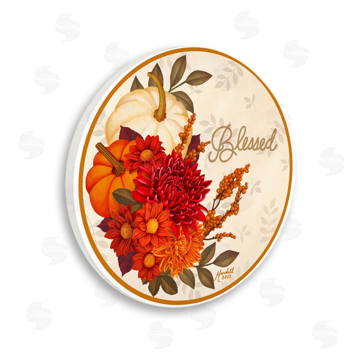 Mardell Schuster Blessed Autumn Florals Wooden Wall Plaque Art Print
