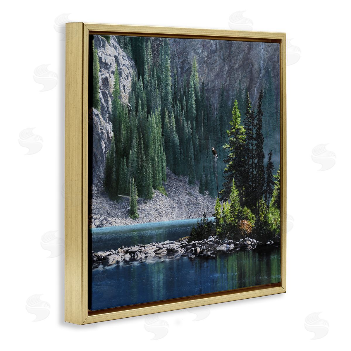 Mark Kelso Tree Spires in Nature Gold Floating Frame Canvas Wall Art Print