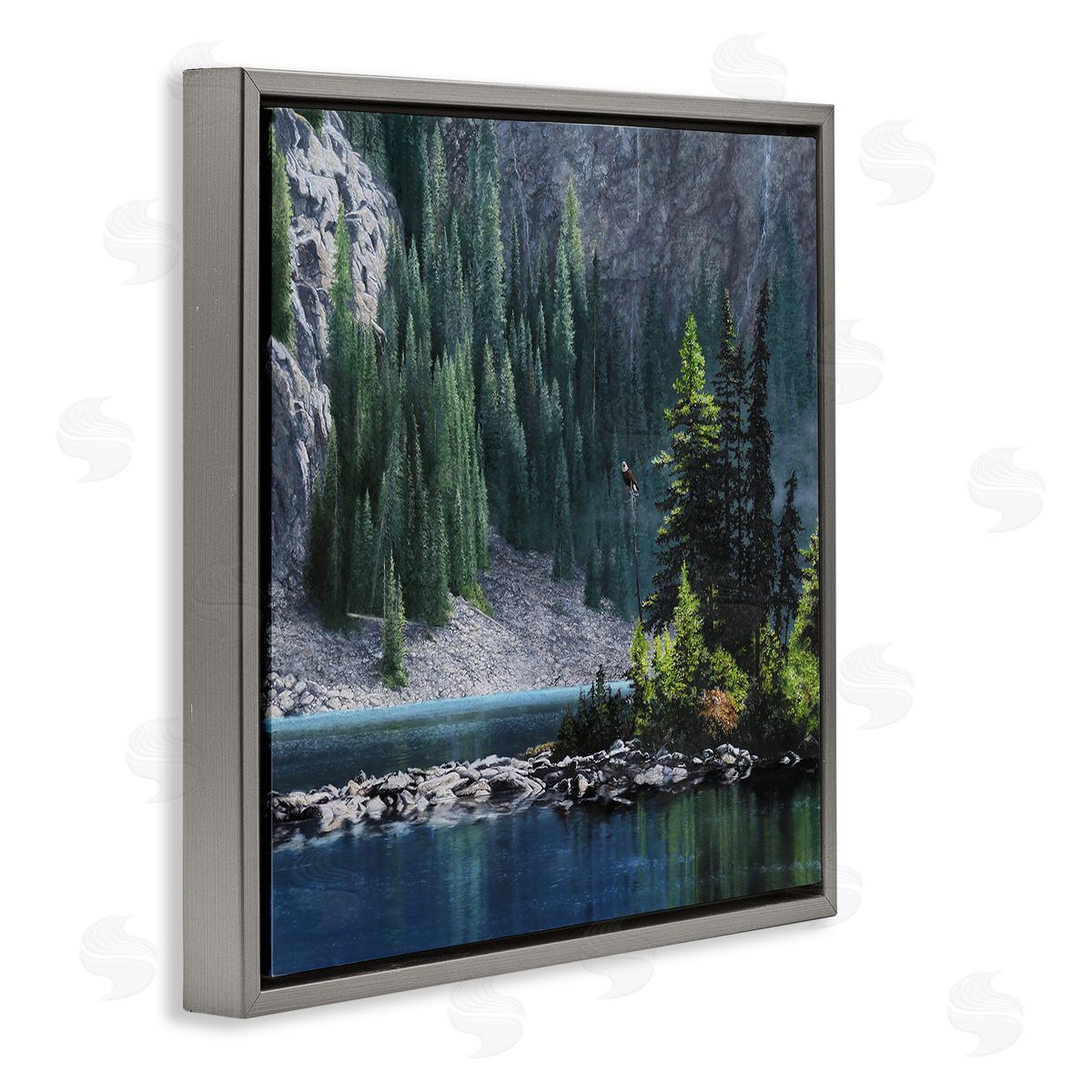 Mark Kelso Tree Spires in Nature Gray Floating Frame Canvas Wall Art Print