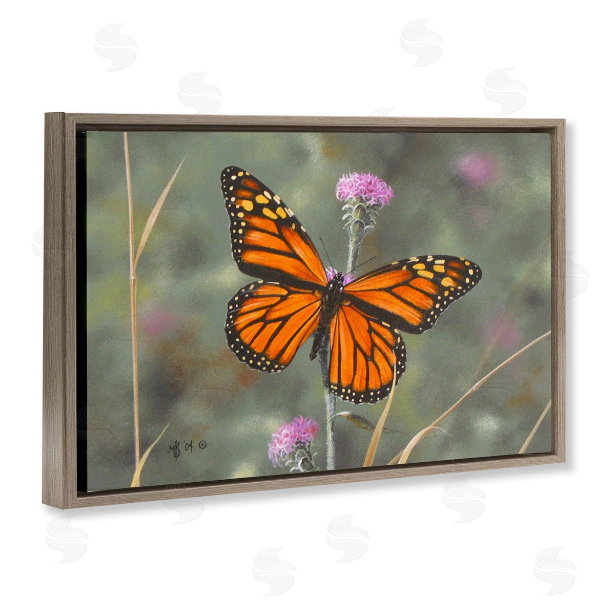 Mark Kelso Summer Visitor Butterfly Brown Floating Frame Canvas Wall Art Print