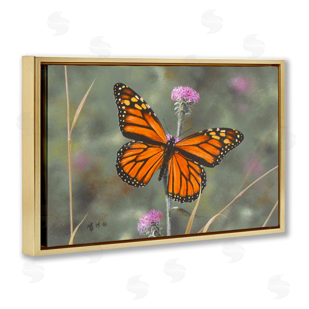 Mark Kelso Summer Visitor Butterfly Gold Floating Frame Canvas Wall Art Print