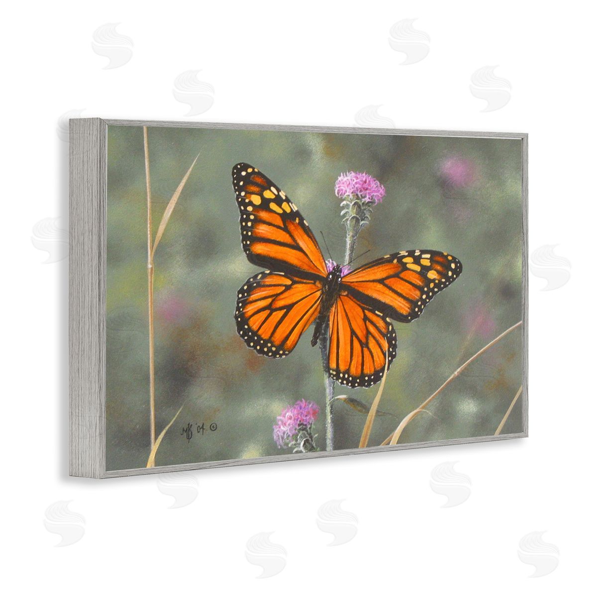Mark Kelso Summer Visitor Butterfly Gray Framed Giclee Wall Art Print