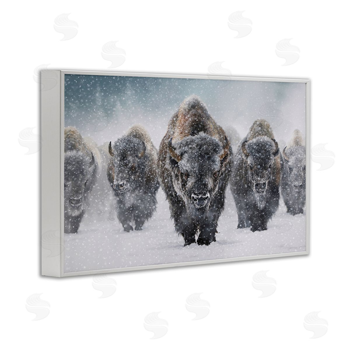 Mark Kelso Indomitable Bison in Snow White Framed Giclee Wall Art Print