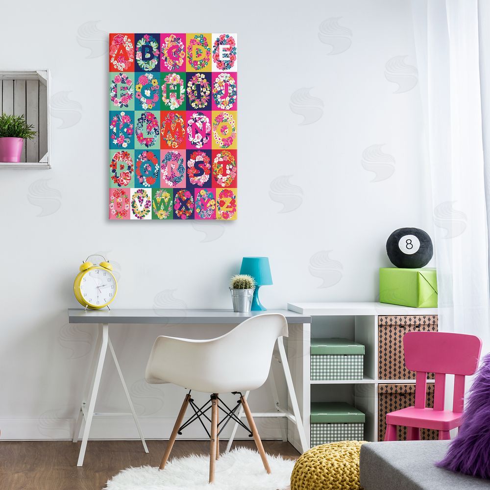 Hannah Byatt Energetic Blooms Alphabet Canvas Wall Art Print in Room