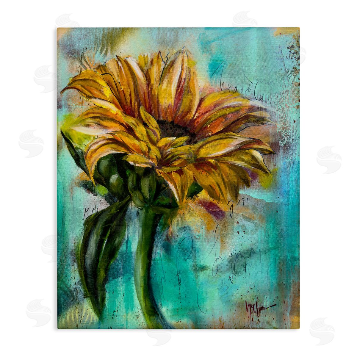 Linda McClure End Of Summer Sunflower Canvas Wall Art Print