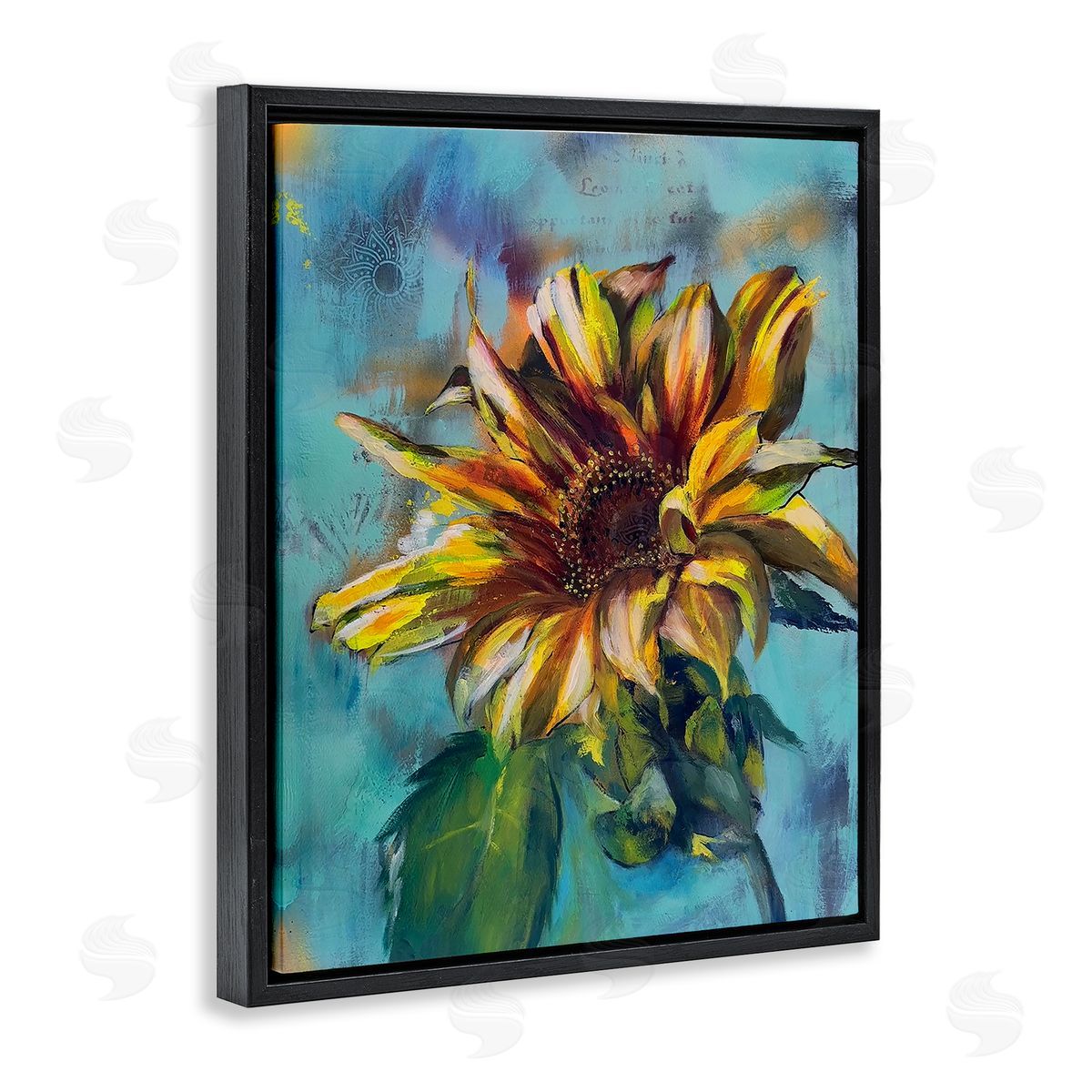 Linda McClure Finding Spring Sunflower Black Floating Frame Canvas Wall Art Print