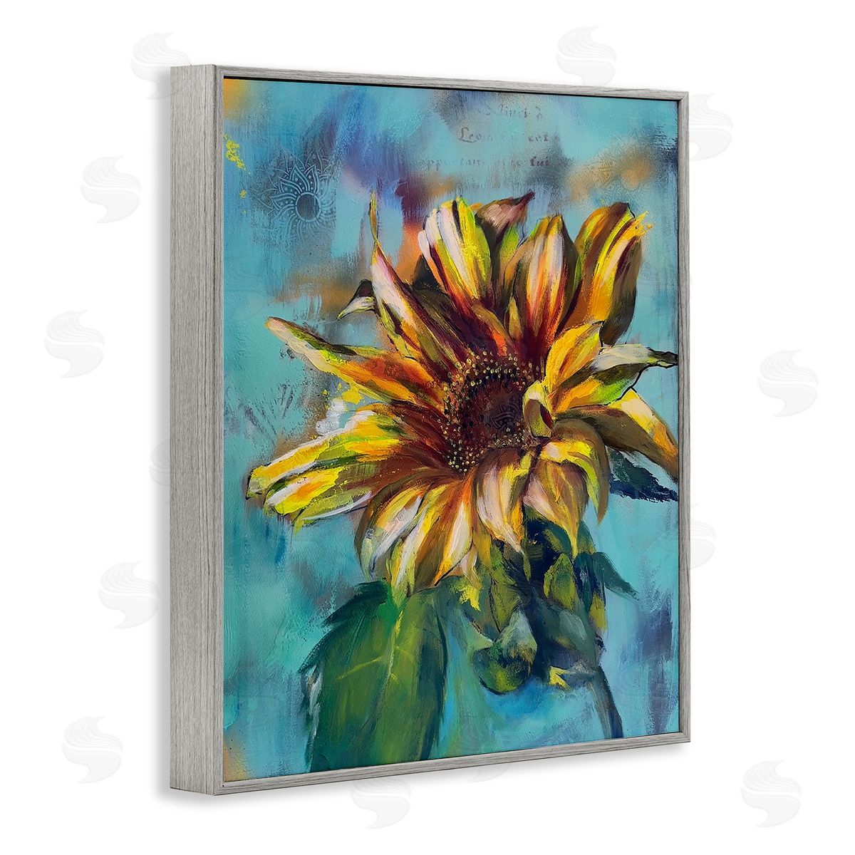 Linda McClure Finding Spring Sunflower Gray Framed Giclee Wall Art Print