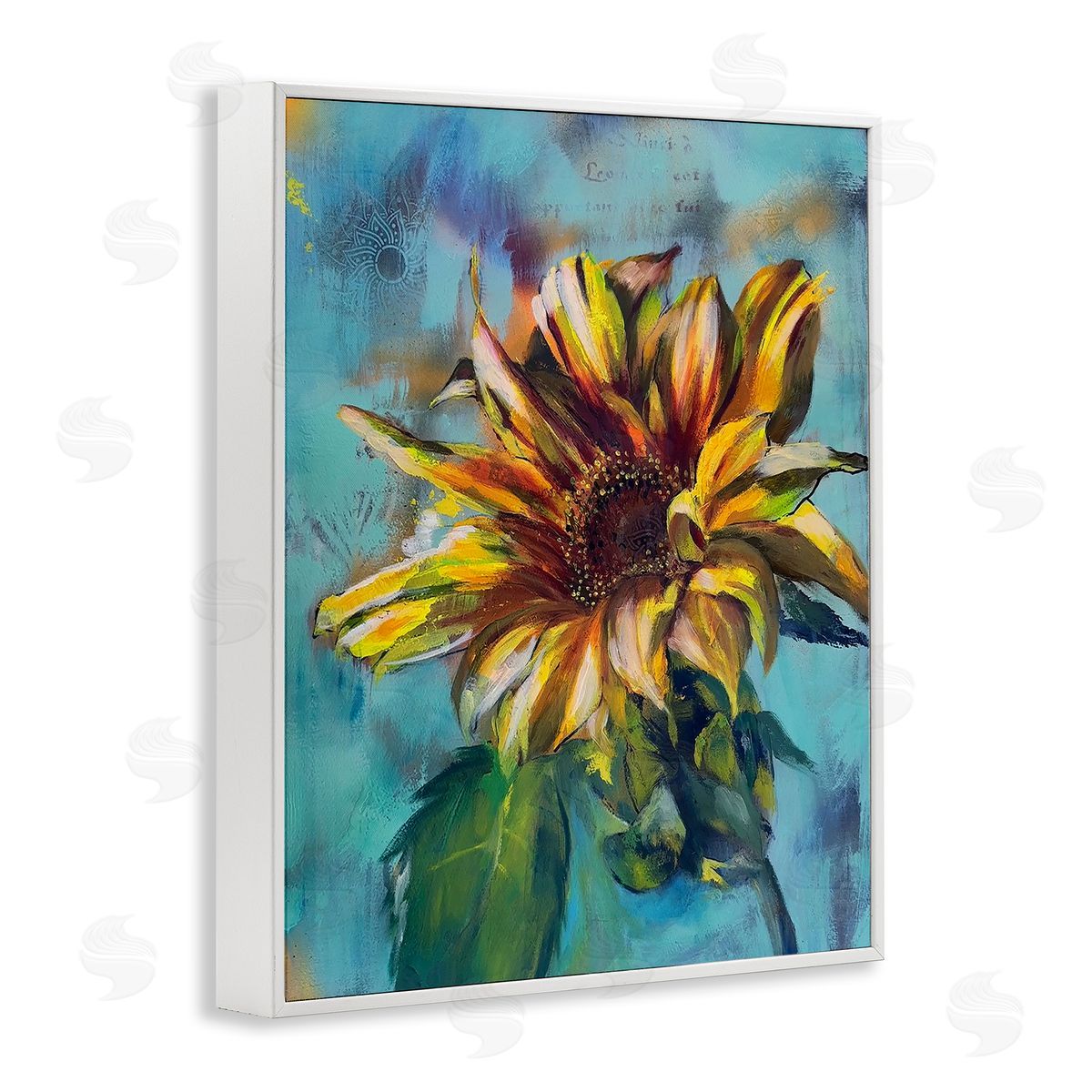 Linda McClure Finding Spring Sunflower White Framed Giclee Wall Art Print