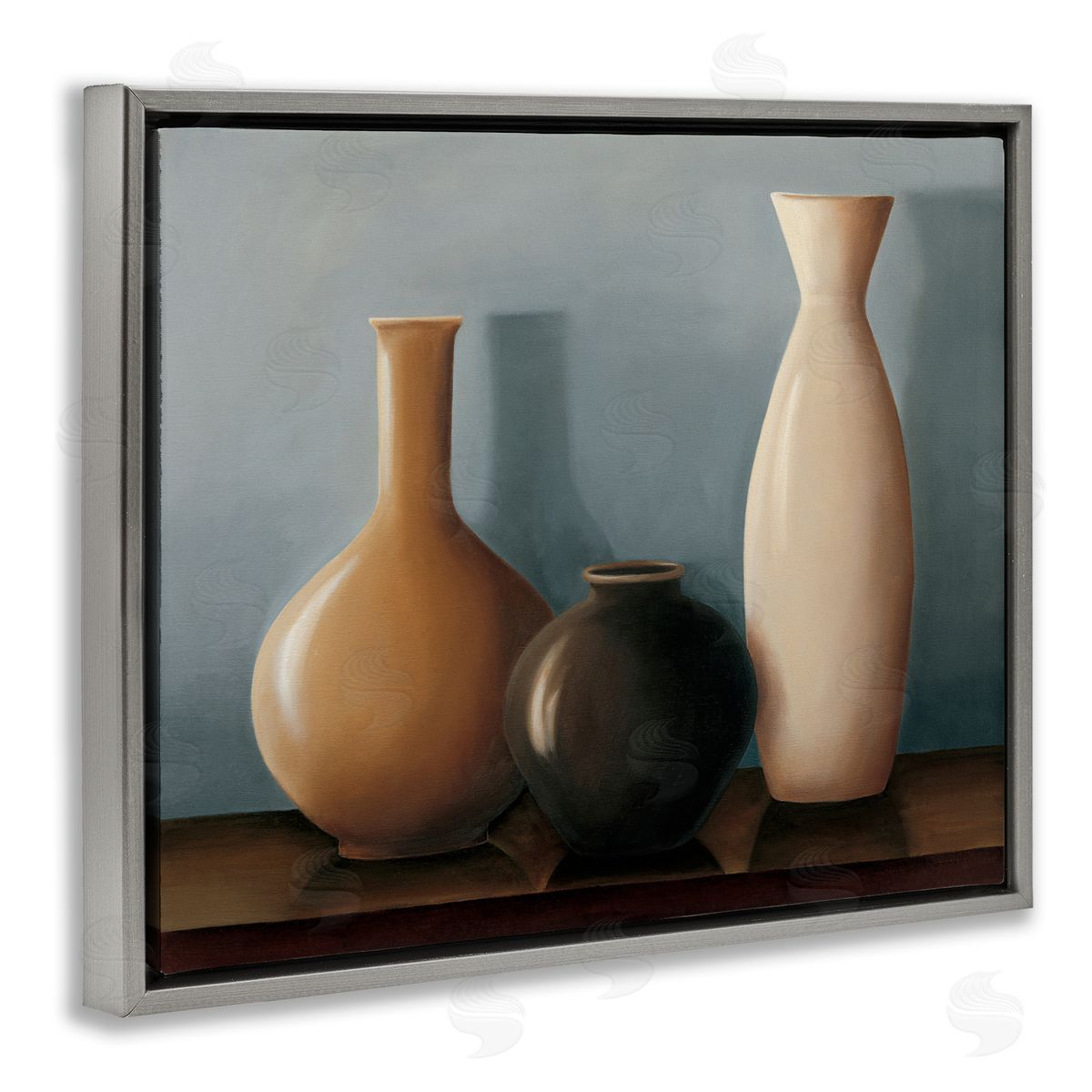 Arlene Stevens Rustic Pottery Still Life Gray Floating Frame Canvas Wall Art Print