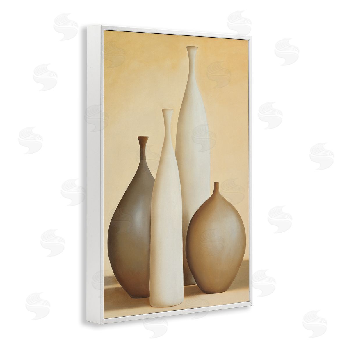 Arlene Stevens Neutral Pottery Bottles White Framed Giclee Wall Art Print