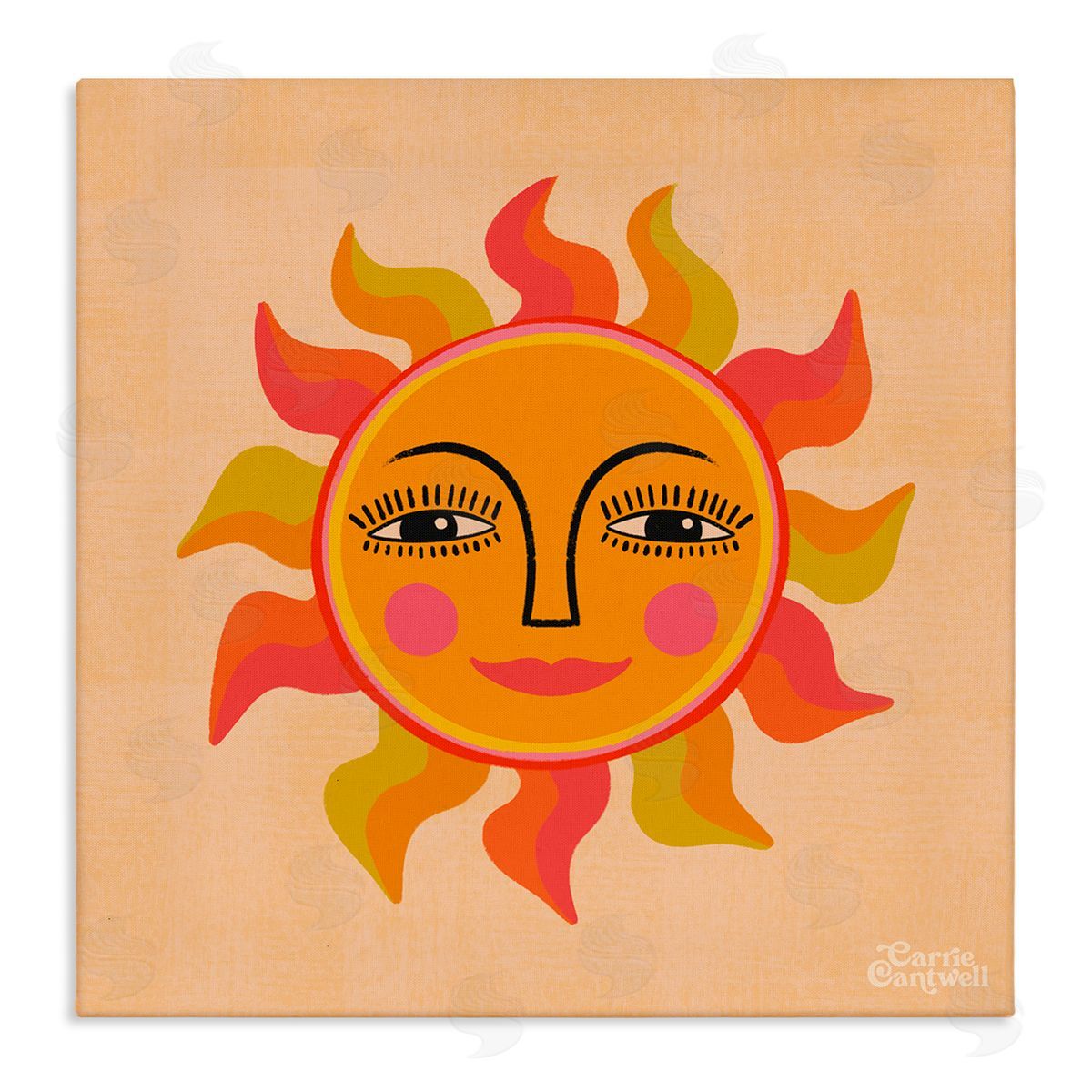 Carrie Cantwell Retro Boho Sun Canvas Wall Art Print