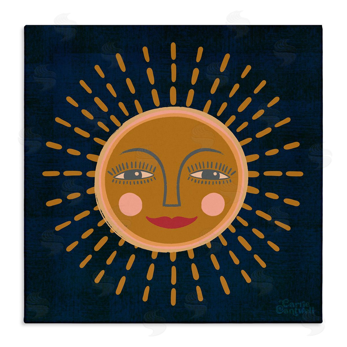 Carrie Cantwell Boho Smile Sun Canvas Wall Art Print