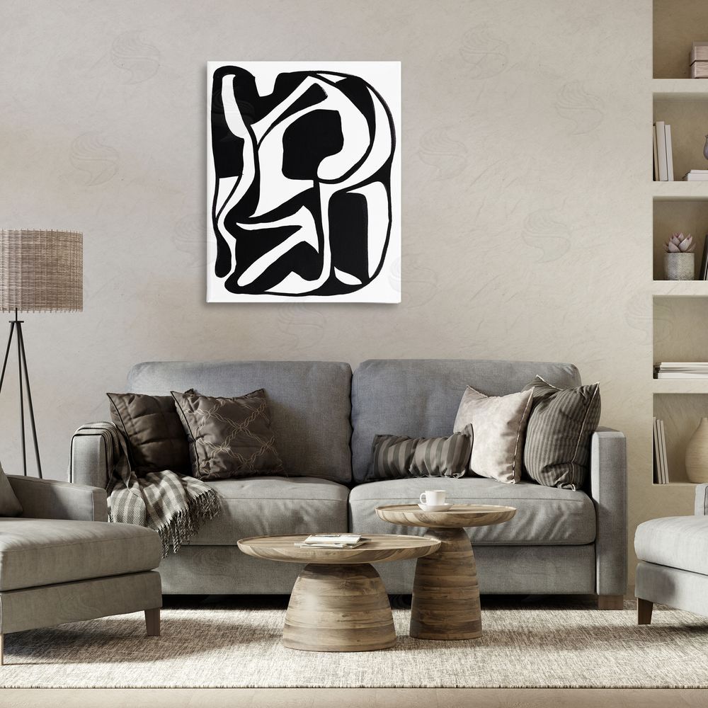 Bea Dina Swirling Ink Pattern Canvas Wall Art Print in Room