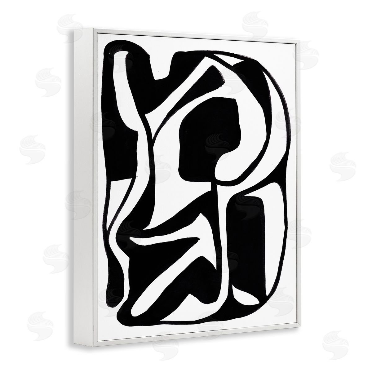 Bea Dina Swirling Ink Pattern White Framed Giclee Wall Art Print