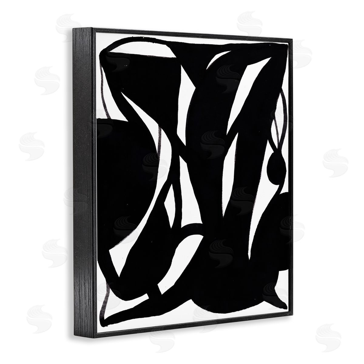 Bea Dina Black Swirled Ink Black Framed Giclee Wall Art Print