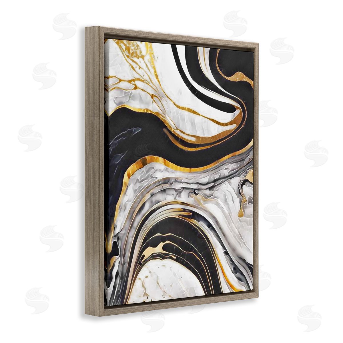 Jesse Keith Marbled Fluid Gold Accent Brown Floating Frame Canvas Wall Art Print