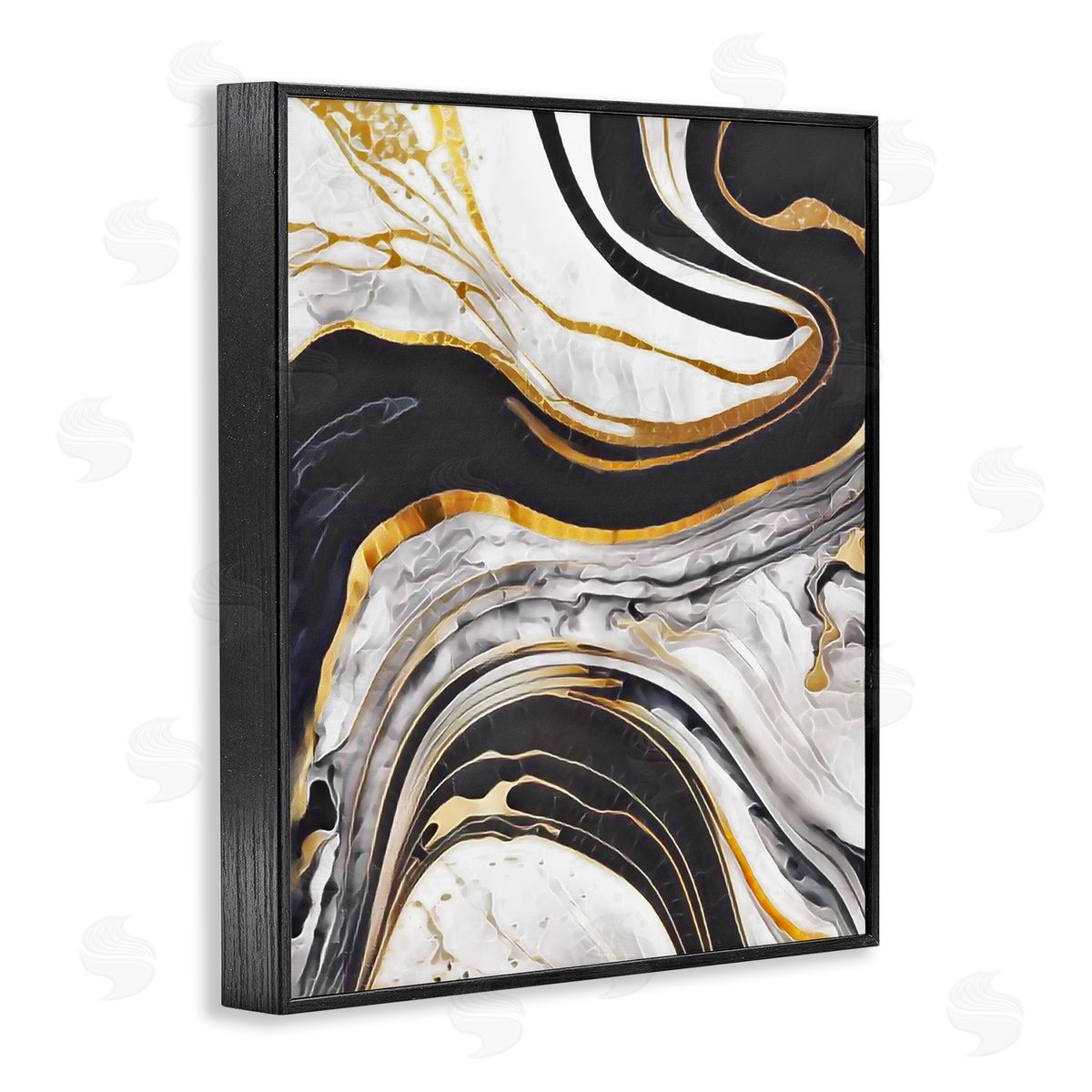 Jesse Keith Marbled Fluid Gold Accent Black Framed Giclee Wall Art Print