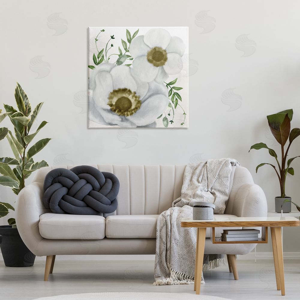Kim Allen Gold Centered Magnolia Canvas Wall Art Print in Room