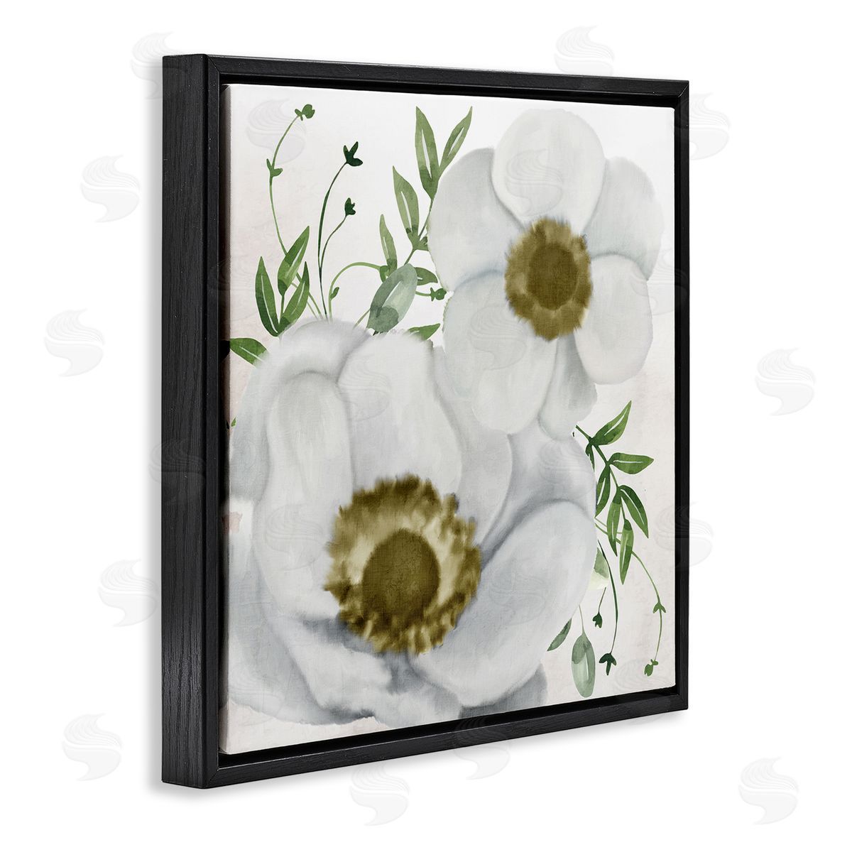 Kim Allen Gold Centered Magnolia Black Floating Frame Canvas Wall Art Print