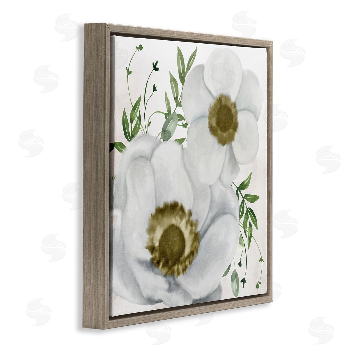 Kim Allen Gold Centered Magnolia Brown Floating Frame Canvas Wall Art Print