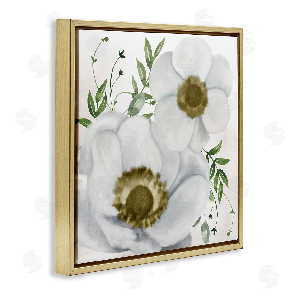 Kim Allen Gold Centered Magnolia Gold Floating Frame Canvas Wall Art Print