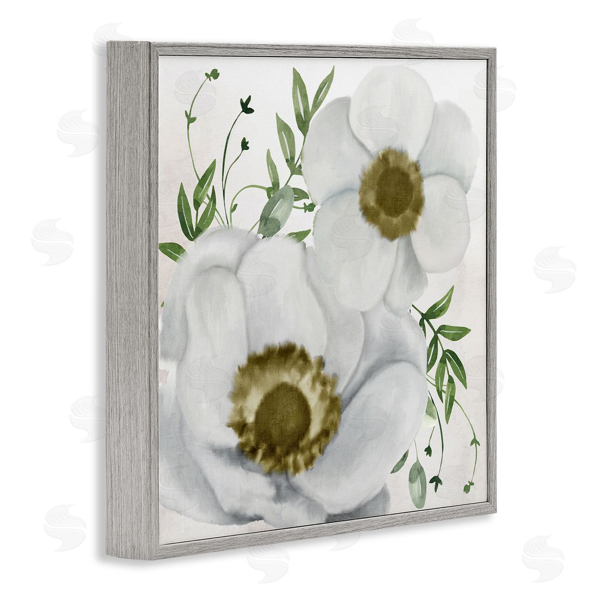 Kim Allen Gold Centered Magnolia Gray Framed Giclee Wall Art Print