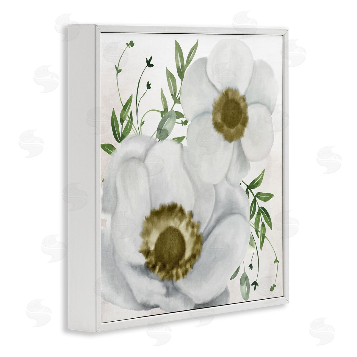 Kim Allen Gold Centered Magnolia White Framed Giclee Wall Art Print