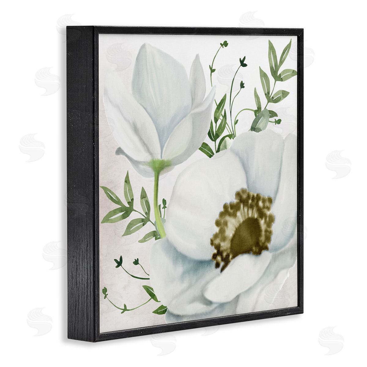 Kim Allen Magnolia & Leaf Sprigs Black Framed Giclee Wall Art Print