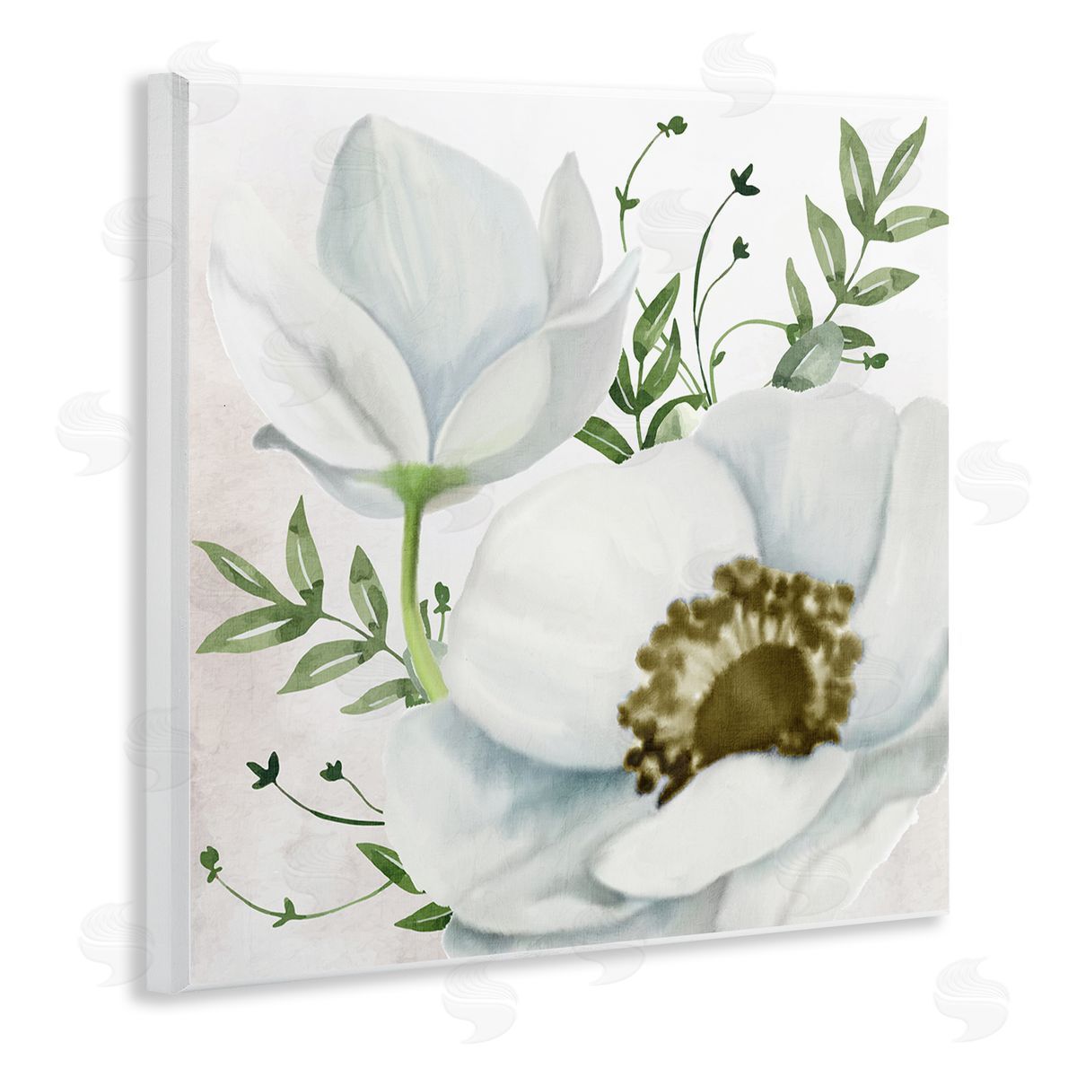 Kim Allen Magnolia & Leaf Sprigs Wooden Wall Plaque Art Print