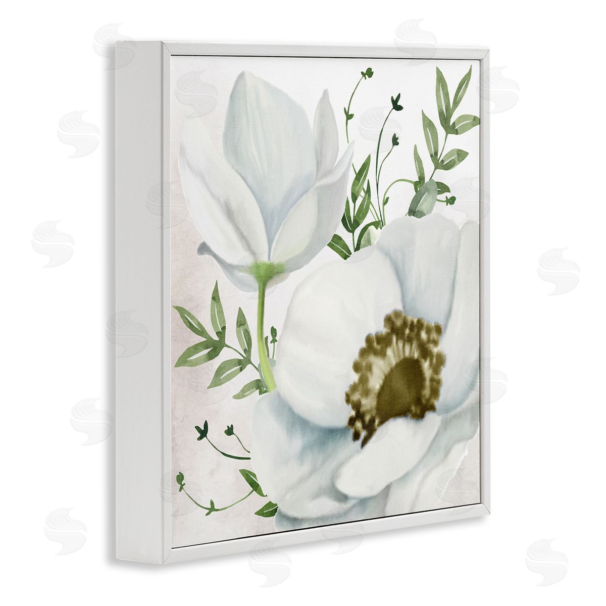 Kim Allen Magnolia & Leaf Sprigs White Framed Giclee Wall Art Print