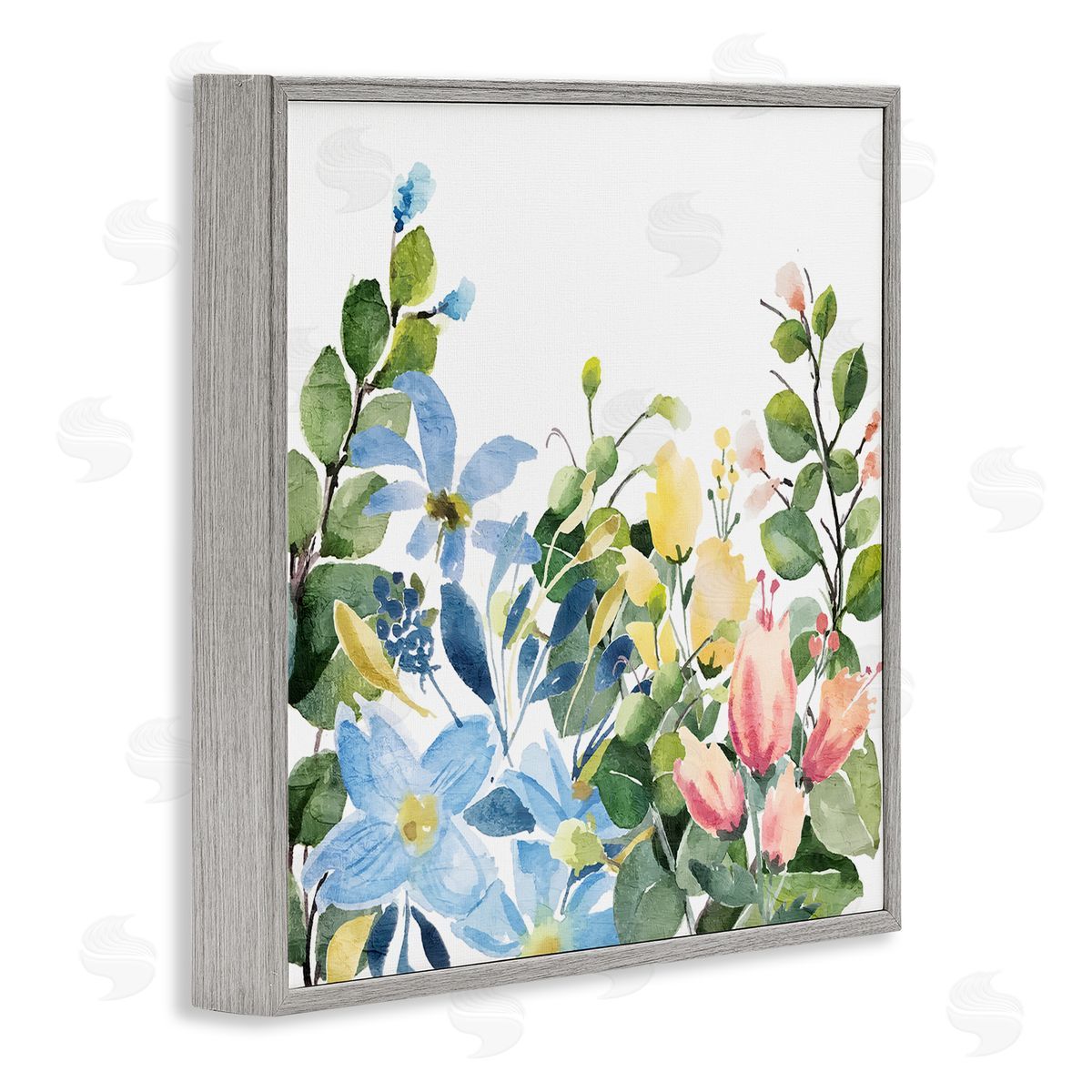 Kim Allen Leafy Spring Blooms Gray Framed Giclee Wall Art Print
