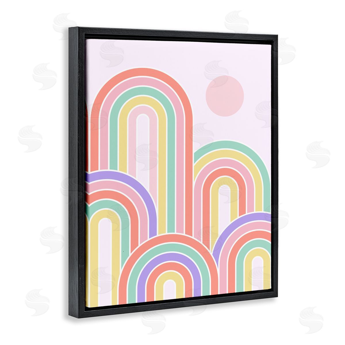 Dominique Vari Pastel Rainbow Arches Black Floating Frame Canvas Wall Art Print