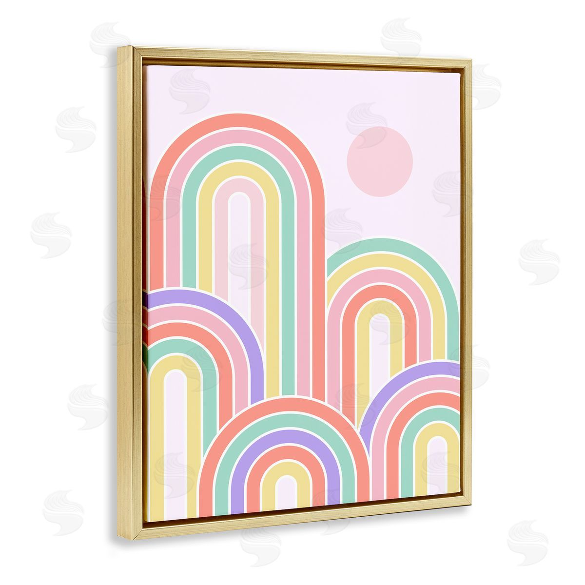 Dominique Vari Pastel Rainbow Arches Gold Floating Frame Canvas Wall Art Print