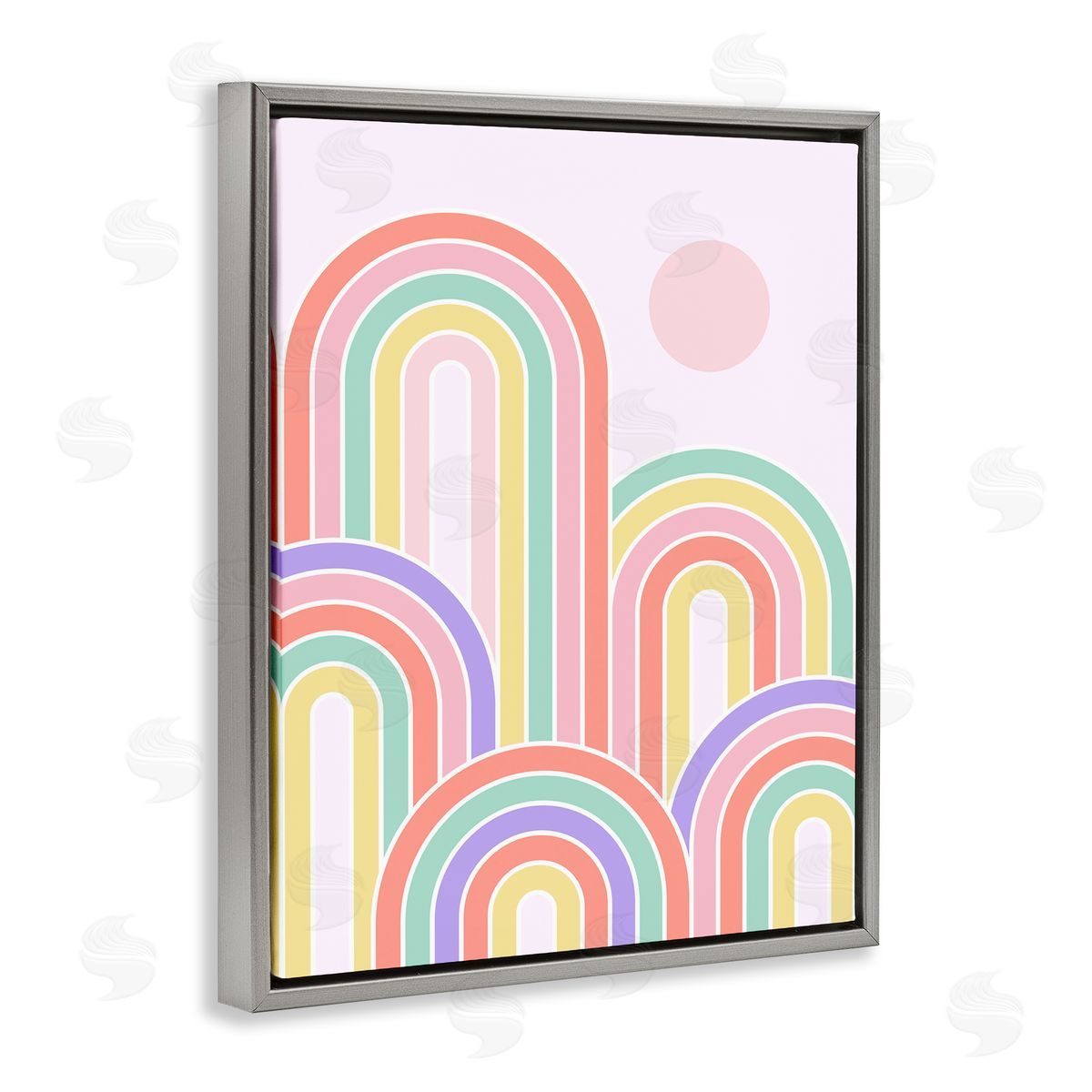 Dominique Vari Pastel Rainbow Arches Gray Floating Frame Canvas Wall Art Print