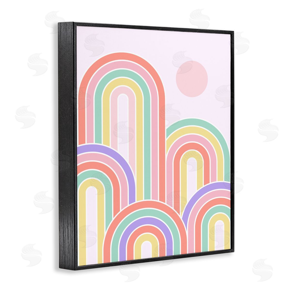 Dominique Vari Pastel Rainbow Arches Black Framed Giclee Wall Art Print