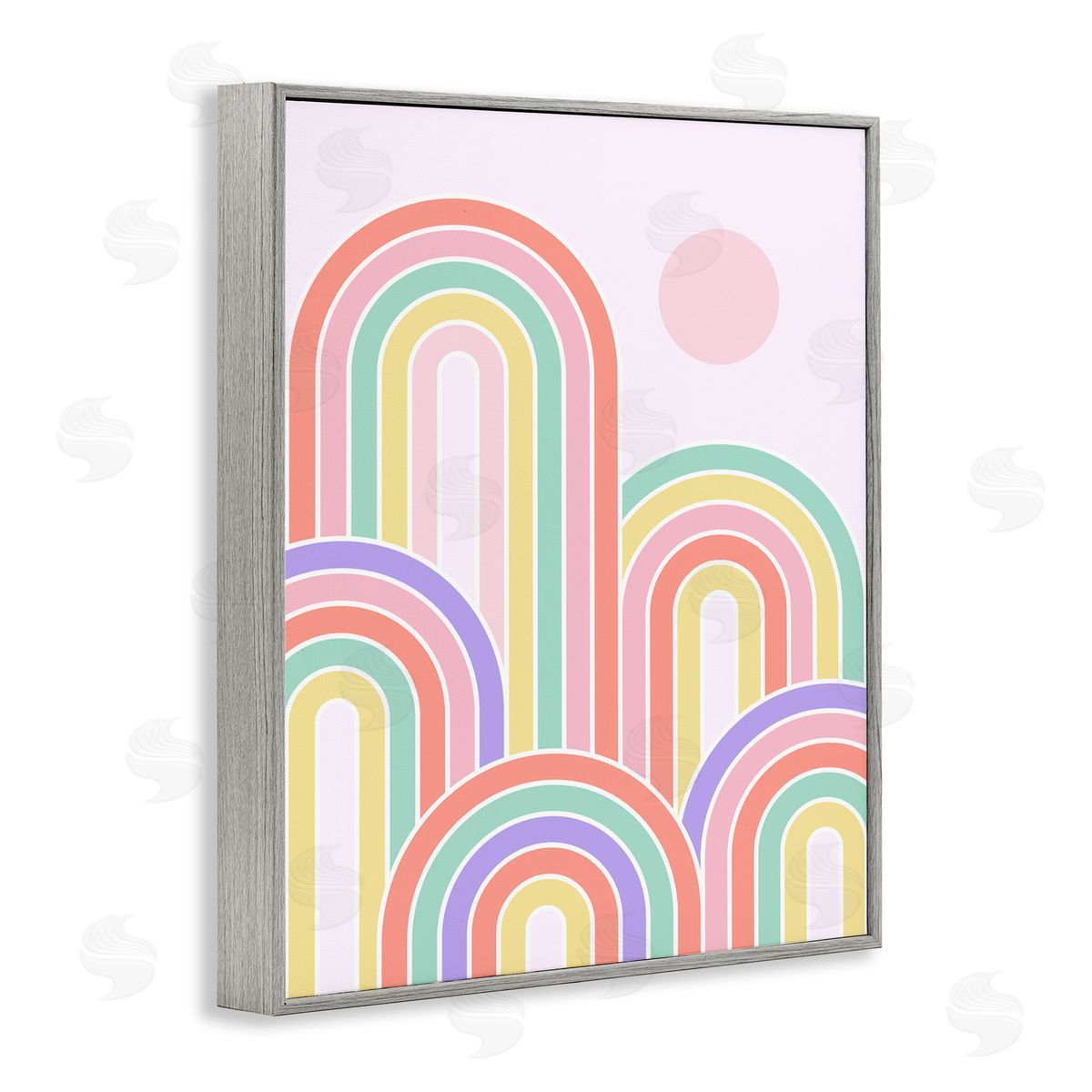Dominique Vari Pastel Rainbow Arches Gray Framed Giclee Wall Art Print