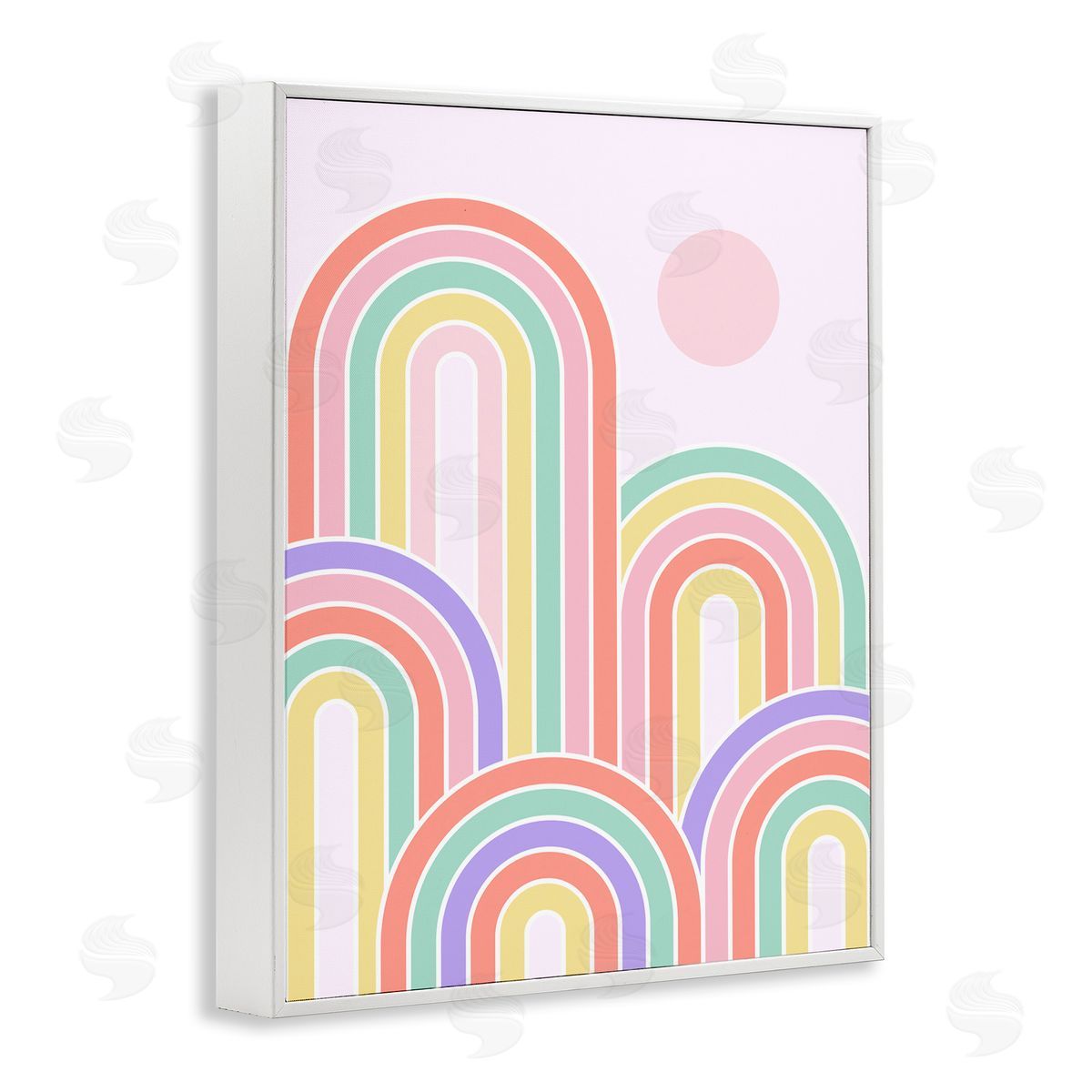 Dominique Vari Pastel Rainbow Arches White Framed Giclee Wall Art Print